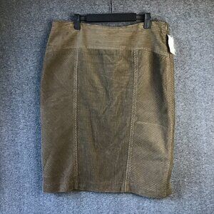 Vintage 90s Y2K D'Studio Brown Corduroy Side Zip Skirt Size 14